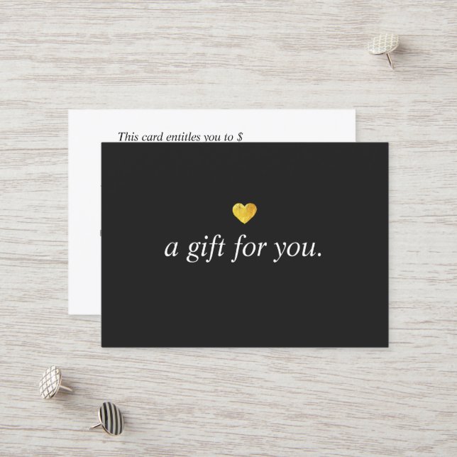 Modern Gold Heart Customer Gift Certificate (Front/Back In Situ)