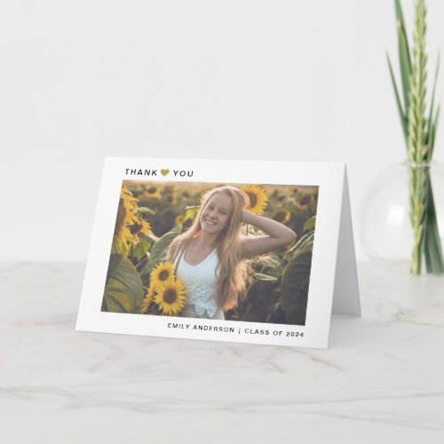 Modern Gold Heart Folded Graduation Thank You Card