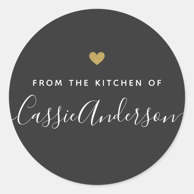Modern Gold Heart From the Kitchen of Classic Round Sticker (Front)