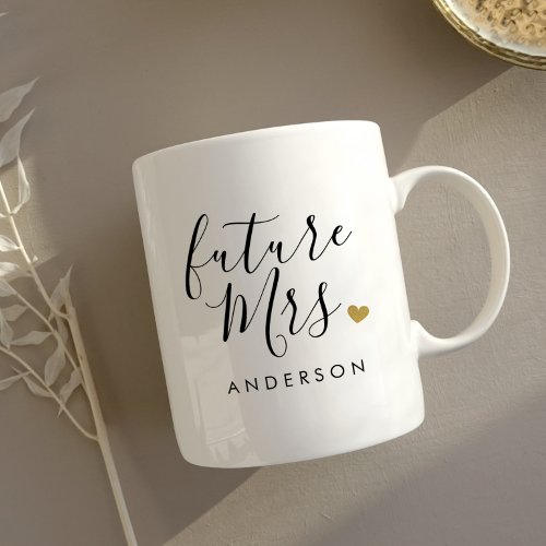 Modern Gold Heart Future Mrs Engagement Gift Coffee Mug