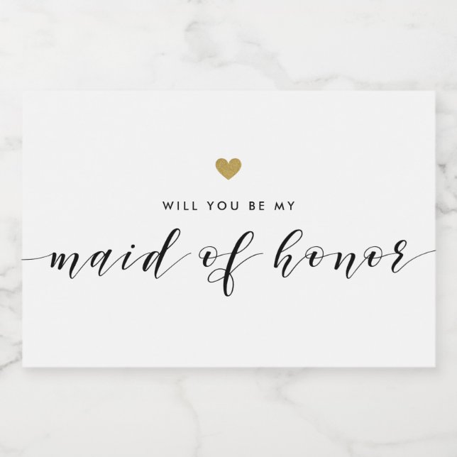 Modern Gold Heart Maid of Honor Gift Label (Single Label)