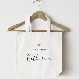 Modern Gold Heart Maid of Honor Tote Bag