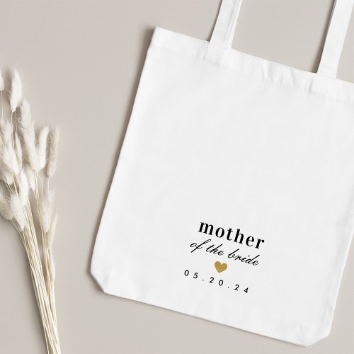 Modern Gold Heart Mother of the Bride Gift Tote Bag
