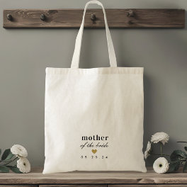Modern Gold Heart Mother of the Bride Gift Tote Bag
