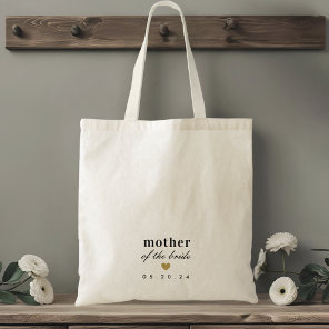 Modern Gold Heart Mother of the Bride Gift Tote Bag