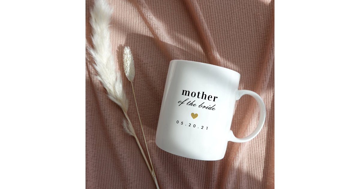 Modern Gold Heart Mother of the Bride Wedding Gift Two-Tone Coffee Mug