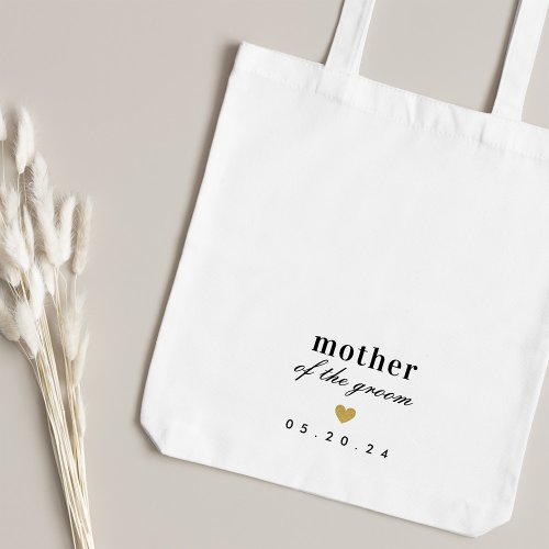 Modern Gold Heart Mother of the Groom Gift Tote Bag