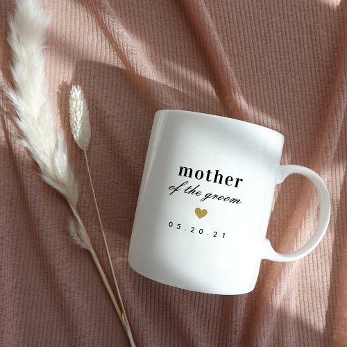 Modern Gold Heart Mother of the Groom Wedding Gift Two_Tone Coffee Mug