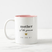 Modern Gold Heart Mother of the Groom Wedding Gift Two-Tone Coffee Mug (Left)