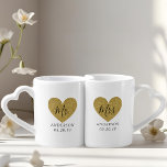 Modern Gold Heart Mr. and Mrs. Wedding Gift Coffee Mug Set<br><div class="desc">Add a touch of "Modern Glam" to their morning routine. This Mr. and Mrs. set features a crisp gold-tone heart accent (printed effect) paired with contemporary typography. A romantic gift for the bride and groom that balances festive celebration with everyday functionality.</div>