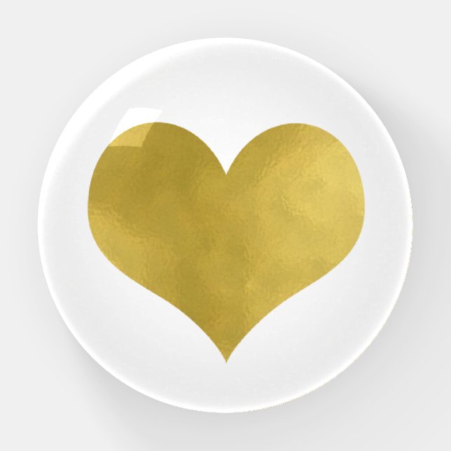 Modern Gold Heart  Paperweight (Front)