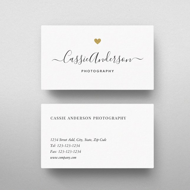 Modern Gold Heart Personalized Business Card (Creator Uploaded)