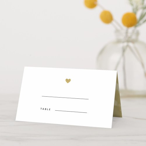 Modern Gold Heart Personalized Wedding Place Card