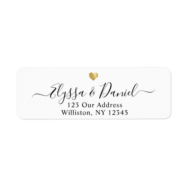 Modern Gold Heart Script Custom Name Label (Front)