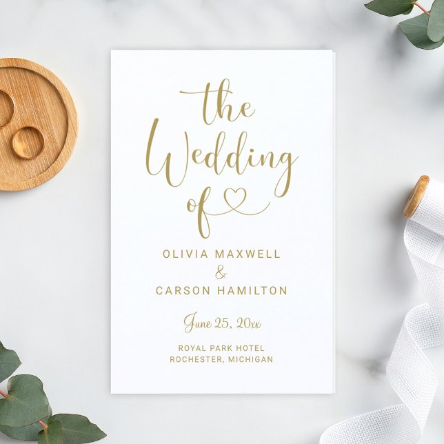 Modern Gold Heart Script Wedding Programs (Creator Uploaded)