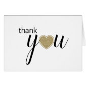 Modern Gold Heart Thank You Card (Front Horizontal)