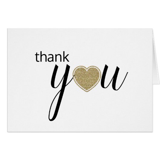 Modern Gold Heart Thank You Card (Front Horizontal)