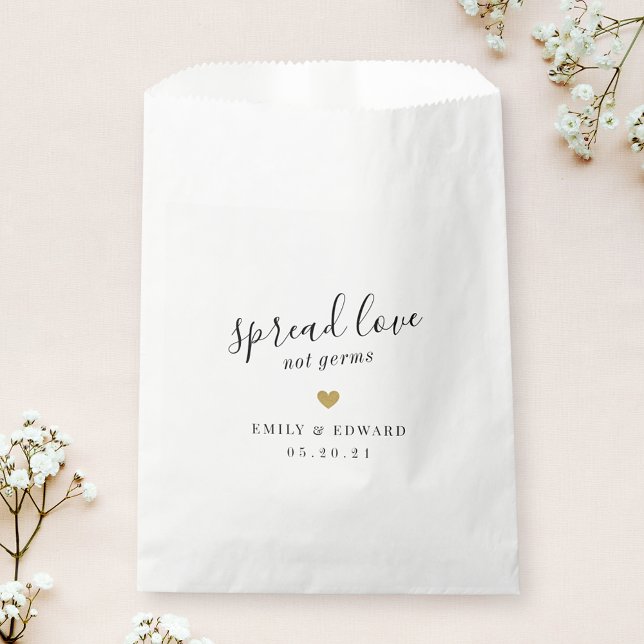 Modern Gold Heart Wedding Bridal Shower Face Mask Favor Bag (Creator Uploaded)