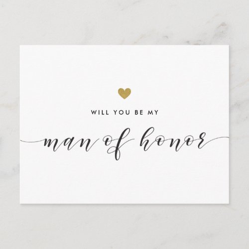 Modern Gold Hearts Be My Man of Honor Invitation