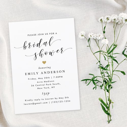 Modern Gold Hearts Bridal Shower Invitation