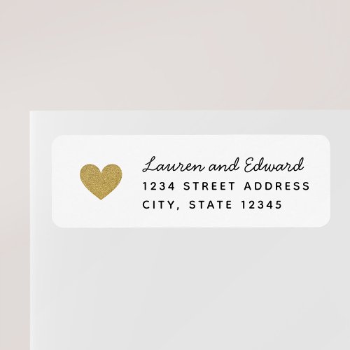 Modern Gold Hearts Wedding Return Address Label