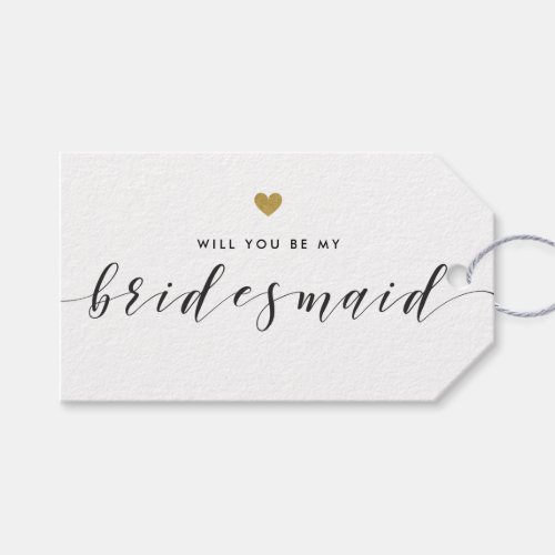 Modern Gold Hearts Will You Be My Bridesmaid Gift Tags