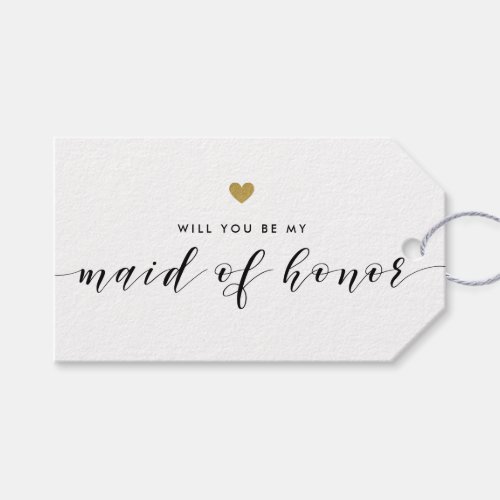 Modern Gold Hearts Will You Be My Maid of Honor Gift Tags
