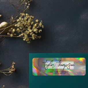 Modern Gold Holographic Return Address label