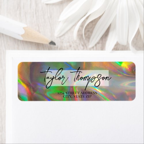 Modern Gold Holographic Return Address label