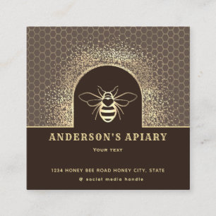 Modern gold honey apiary beekeepers  square business card