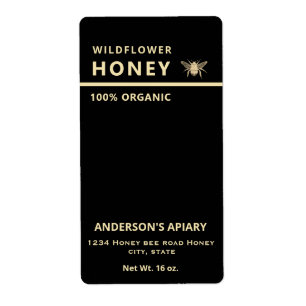 Modern  gold honey bee honey jar label