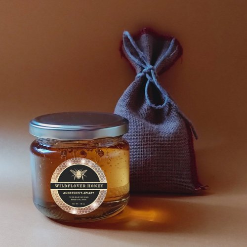 Modern gold  honeybee honey jar label