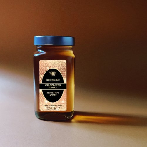 Modern gold  honeybee honey jar label