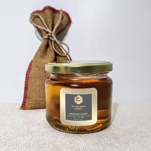 Modern gold  honeycomb honey jar label logo