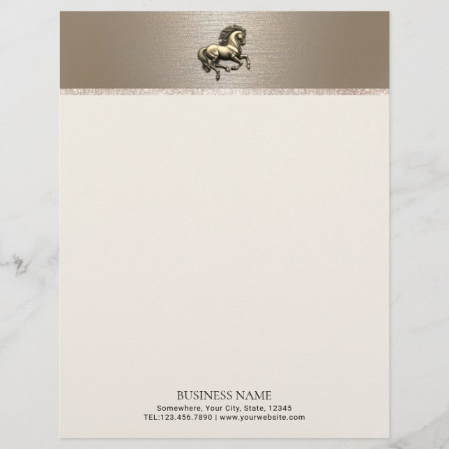 Modern Gold Horse Club Equine Training Equestrian Letterhead (Front)