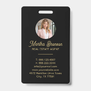 Modern Gold House Key Real Estate Agent Badge