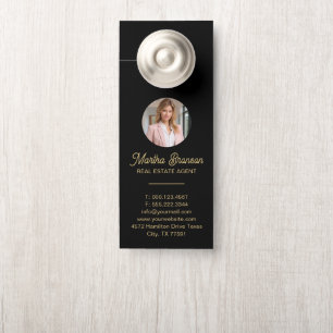 Modern Gold House Key Real Estate Agent Door Hanger