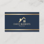 Modern Gold House Logo Real Estate Realtor Navy Business Card