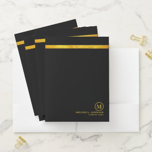 Modern Gold House Logo Real Estate Realtor Pocket Pocket Folder