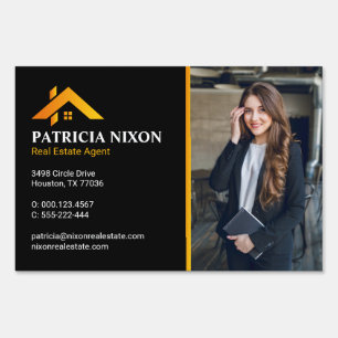 Modern Gold House Real Estate Agent Sign