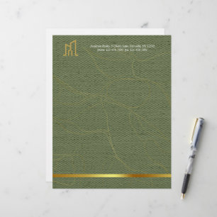 Modern Gold House Real Estate Olive Green Realtor Letterhead