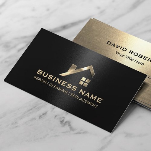 Modern Gold House Repair Cleaning Replacement Business Card