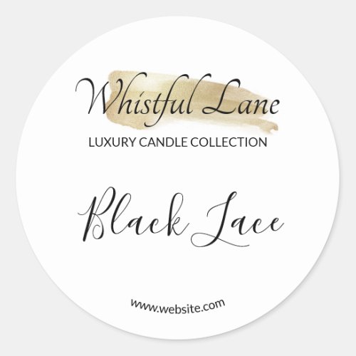 Modern Gold Ink Logo White Candle Product Labels
