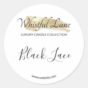 Modern Gold Ink Logo White Candle Product Labels