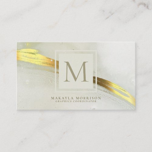 Modern Gold Ink Monogram Abstract  Business Card