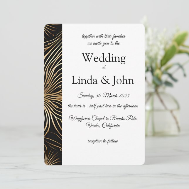 Modern Gold Inserts Wedding Invitation (Standing Front)