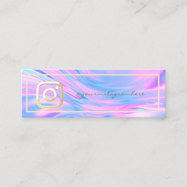 Modern Gold Instagram Holographic  Mini Business Card (Front)
