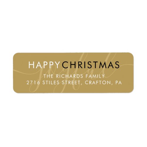 Modern Gold Joyful Happy Christmas Return Address Label