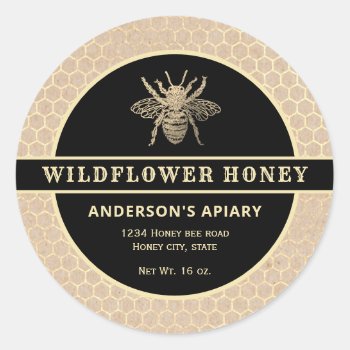 Modern Gold Kraft  Honeybee Honey Jar Label by Makidzona at Zazzle