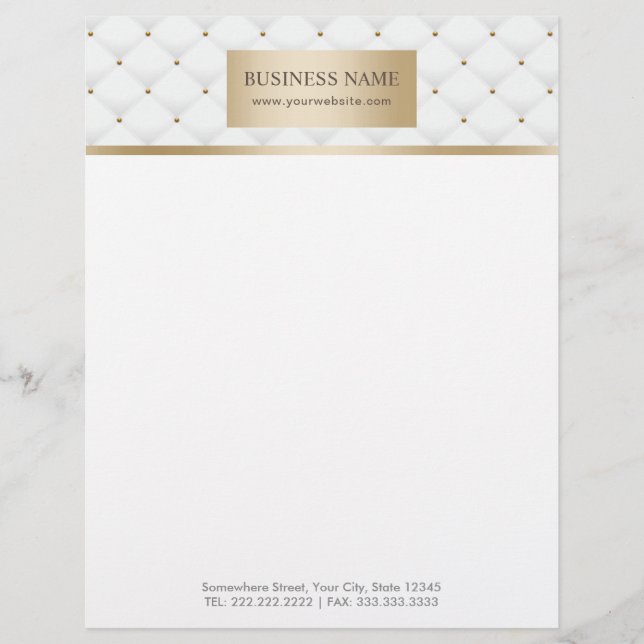 Modern Gold Label Luxury Quilted Business Letterhead (Front)